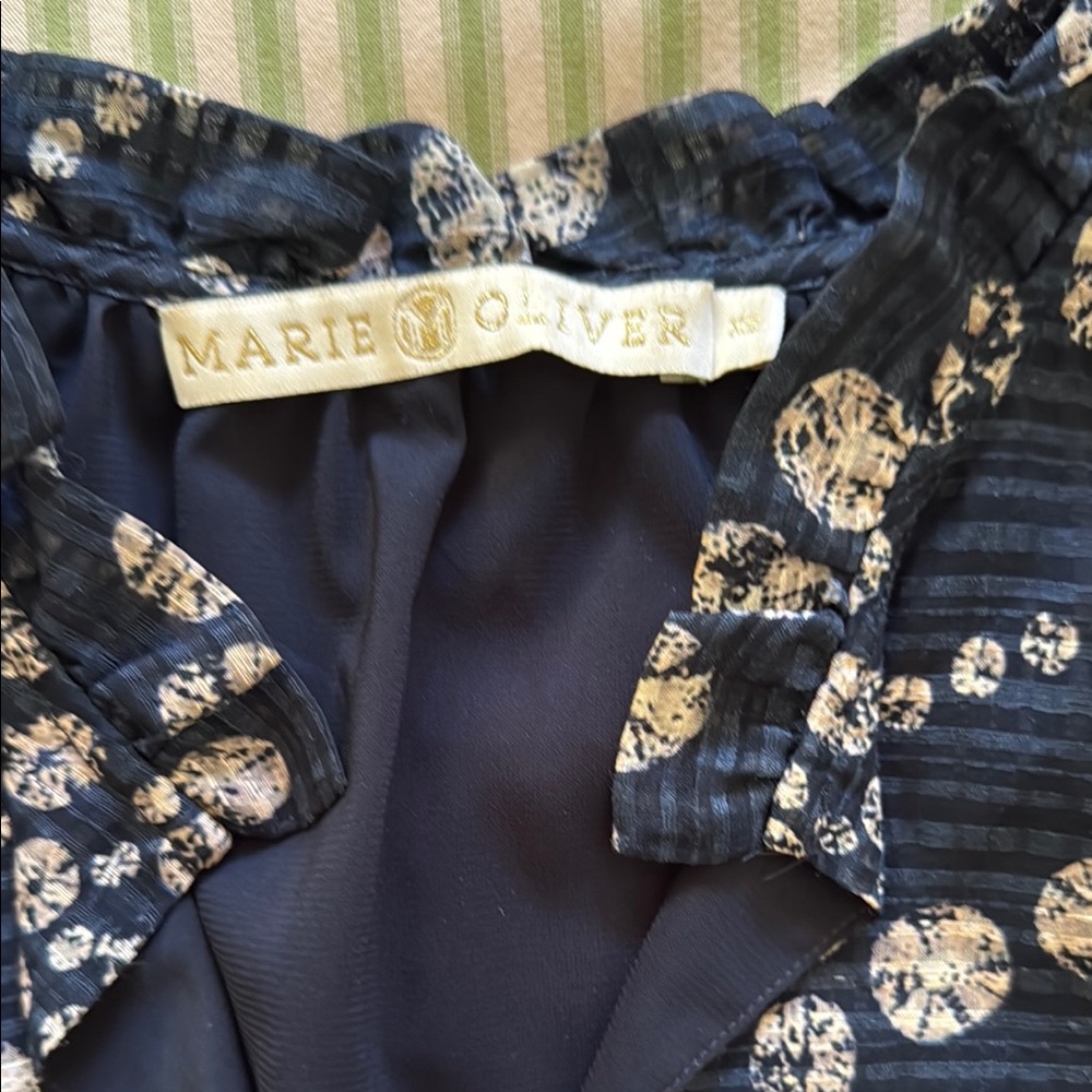 Marie Oliver Navy Blue Patterned Women's Top - Picture 2 of 4